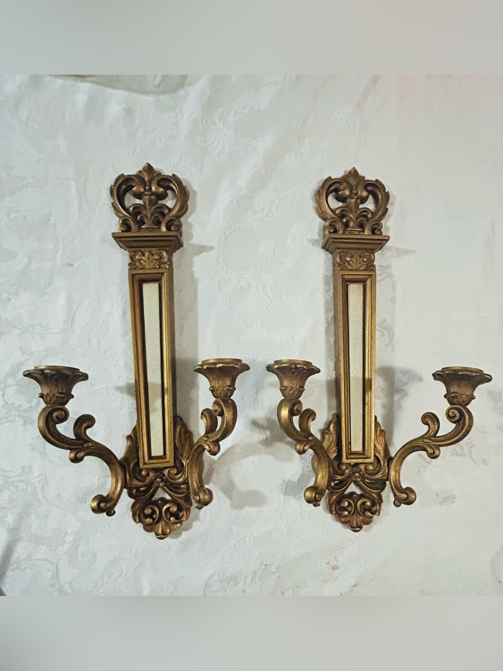 Vintage Syroco Wall Sconces Pair 4061, Pair Of MCM Double Candle Holders